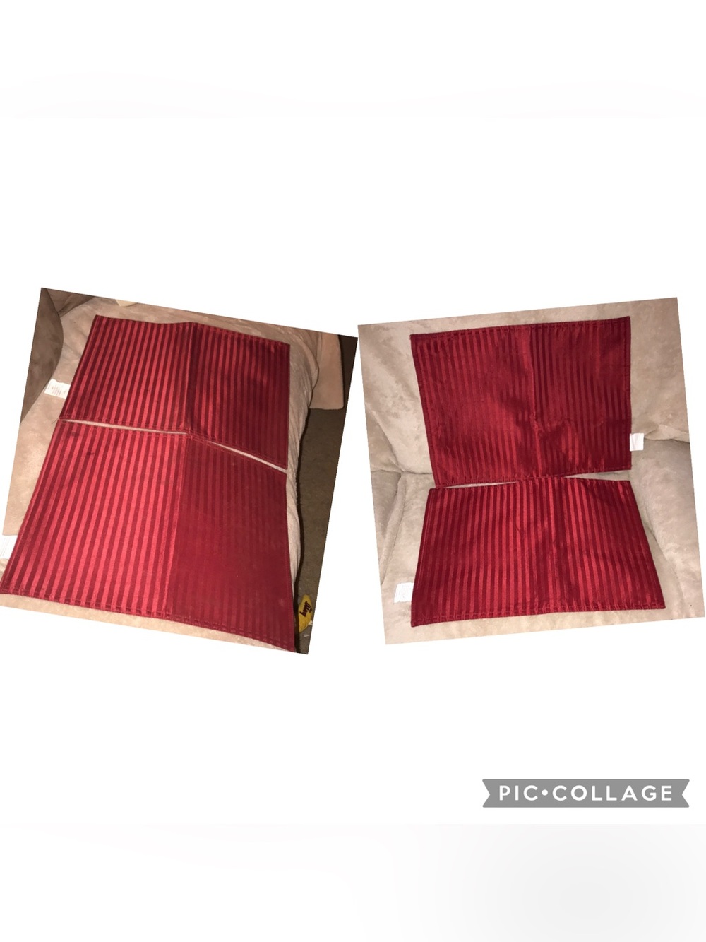 Set of Four red striped vintage placemats 13 x 18”